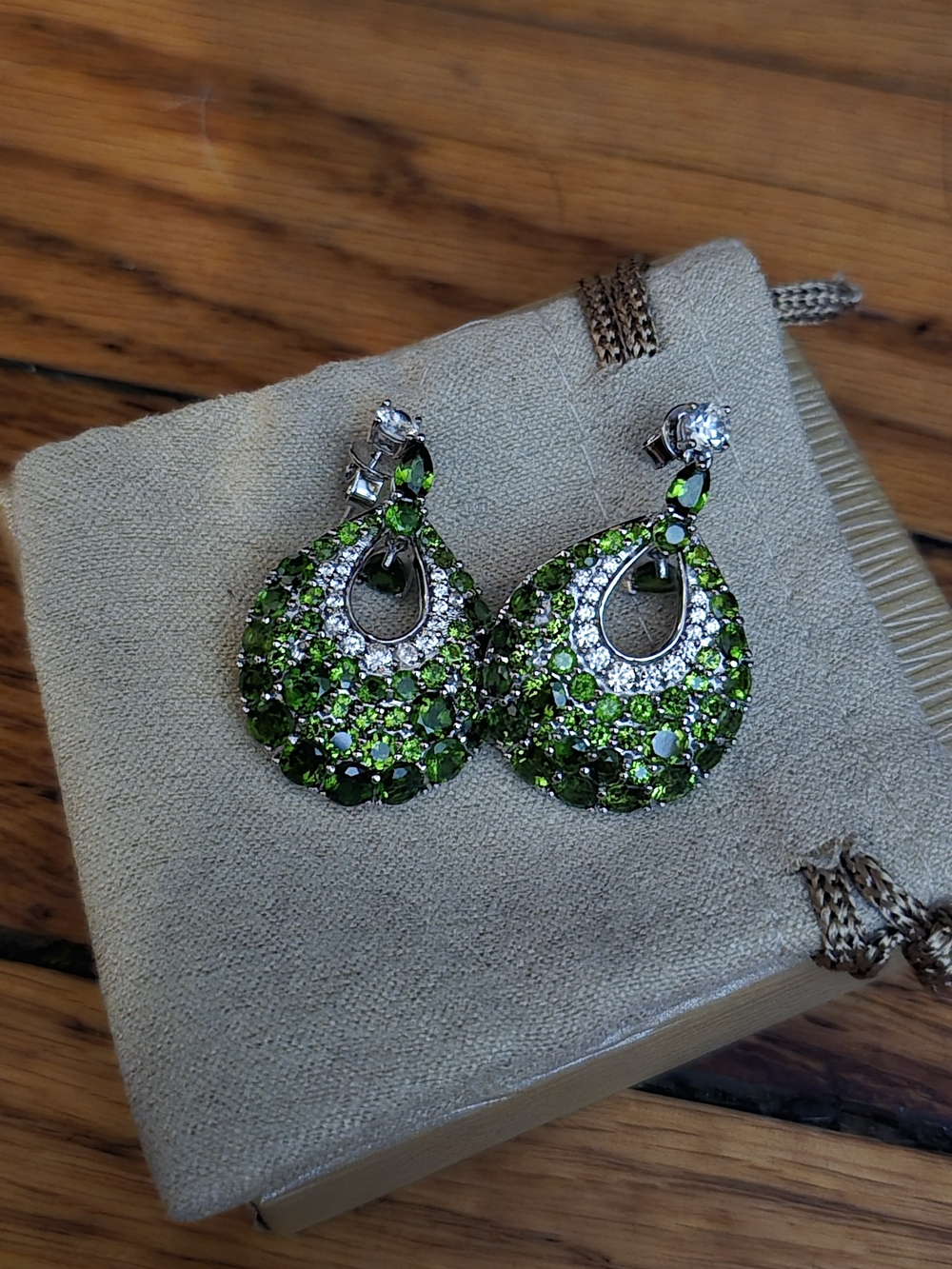 Green Crystal Teardrop Earrings - Brand